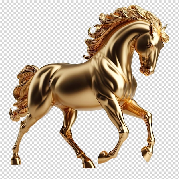 PSD Золотая лошадь с золотой гривой и золотой гривою