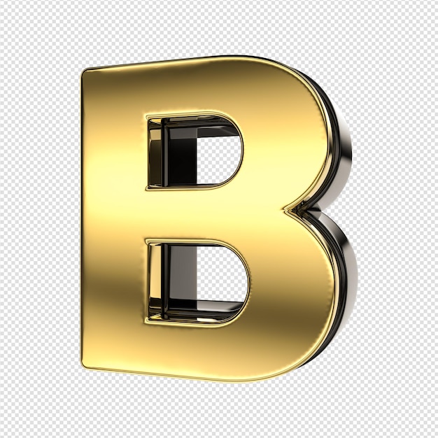 PSD 表面が光沢のある金色の b の文字。