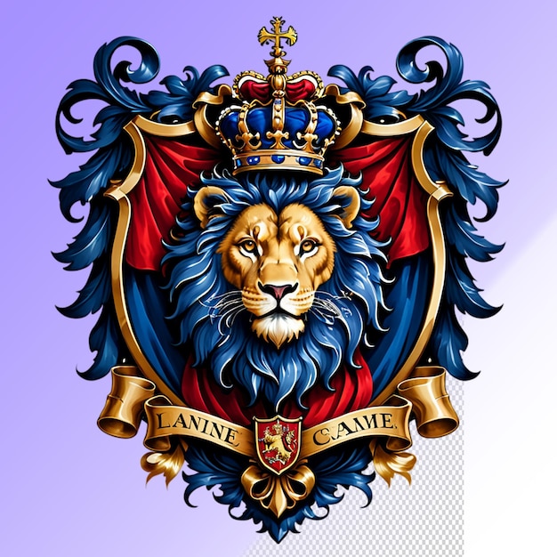 PSD Золотой лев с короной на голове - символ короля