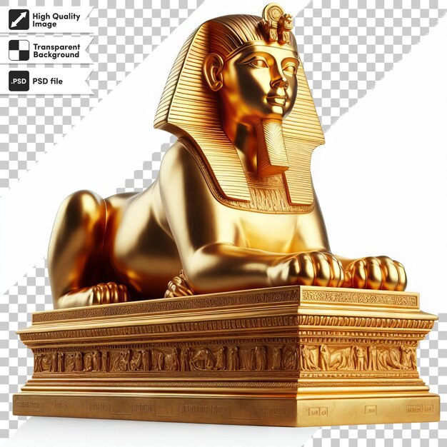 PSD a gold statue of a king is on a white background