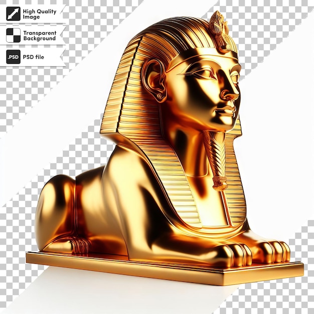 PSD a gold statue of a lion with the word quot the name of the king quot on it