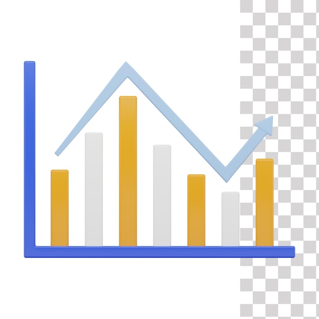 A graphic of a bar graph with a red arrow pointing up.