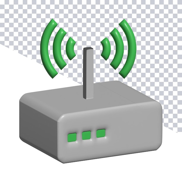 アンテナと wifi の文字が付いた灰色と緑色のデバイス。