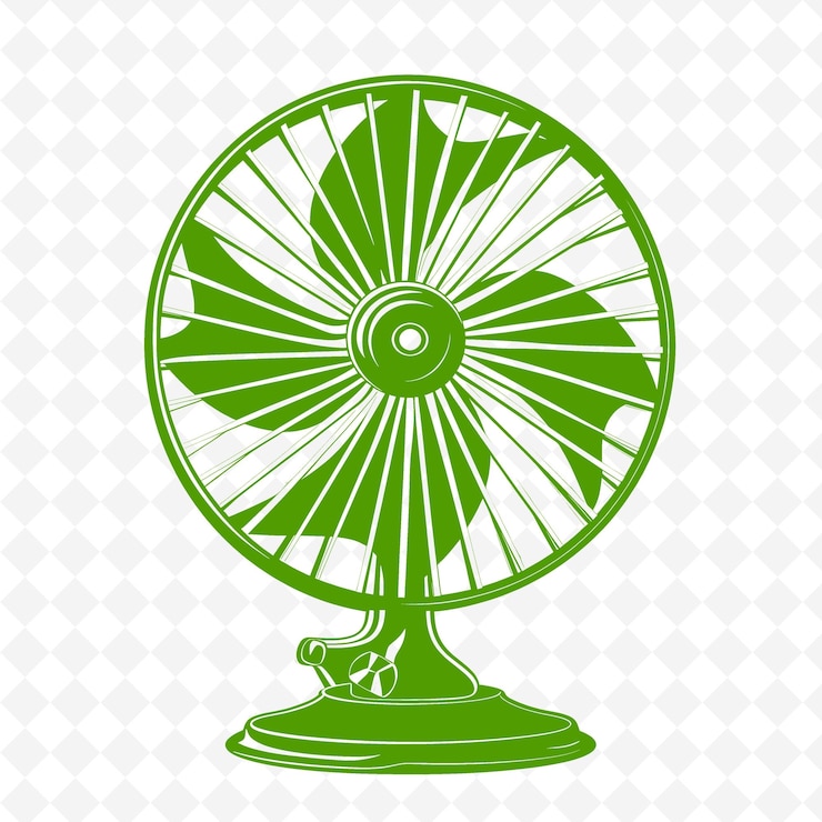 PSD a green and white fan with a flower on it