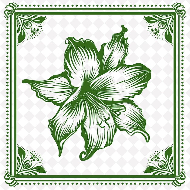 PSD Зеленый и белый цветок на зеленом фоне