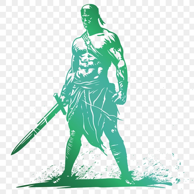 PSD Зеленый и белый образ воина с мечом и щитом