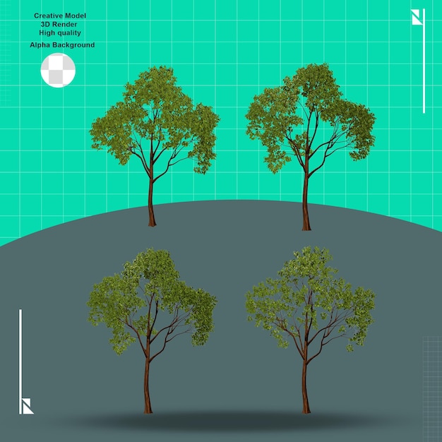 A green background with a drawing of trees on it