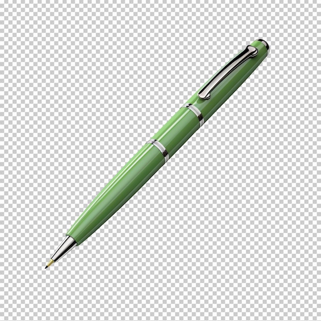 PSD a green ballpoint pen isolated on transparent background