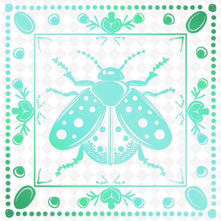 PSD a green bug with polka dots and a green background