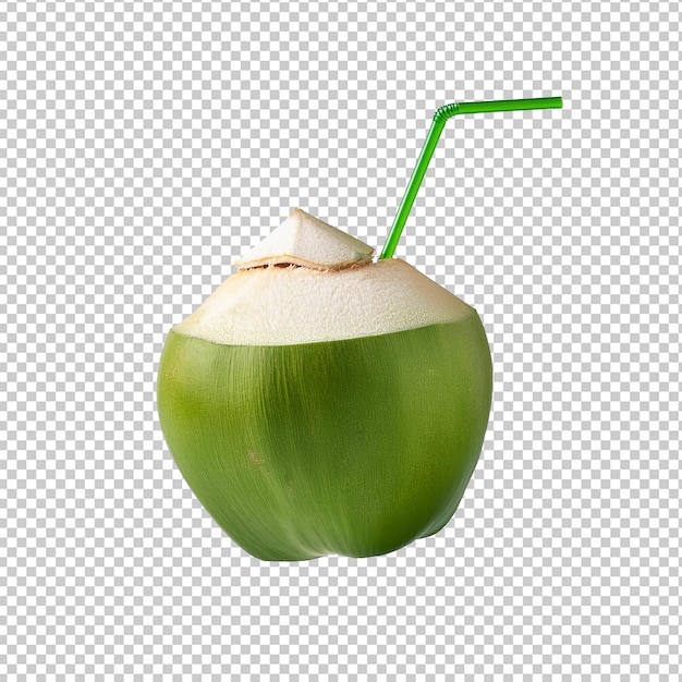 a green coconut with a straw on it and a straw