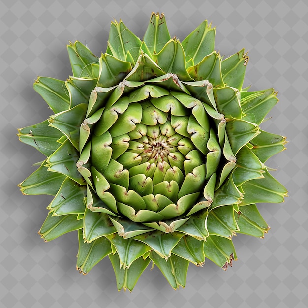 PSD Зеленый цветок с вершиной в виде круга листьев