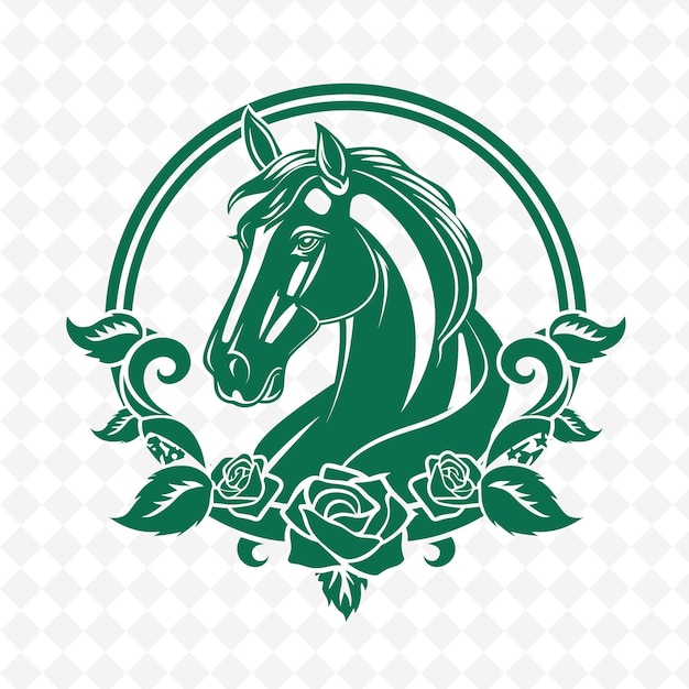 Зеленый конь с розами на голове