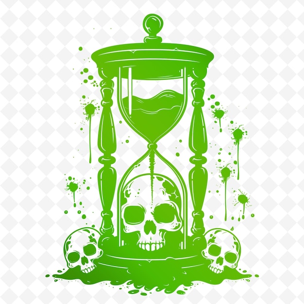 PSD Зеленые песочные часы с черепом посередине