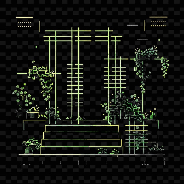 PSD その上に緑の植物がある緑の家