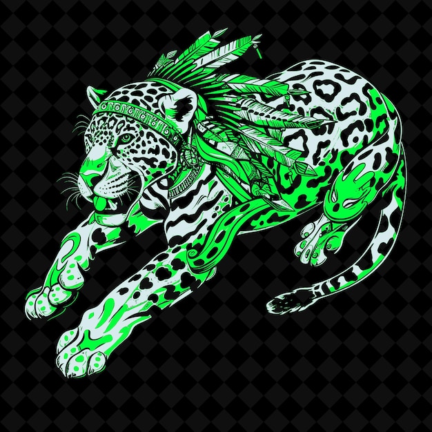 PSD 초록색 바탕에 야생이라는 단어가 새겨진 초록색 호랑이