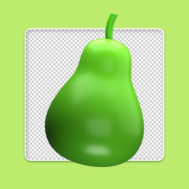 a green pear on a white background with a green pear on it
