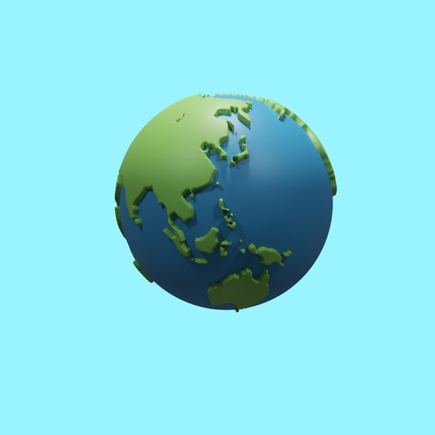 PSD На синем фоне изображена зеленая планета со словом япония.