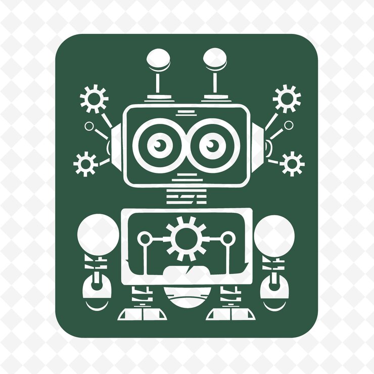 PSD a green robot with a green background with the words quot robot quot on it