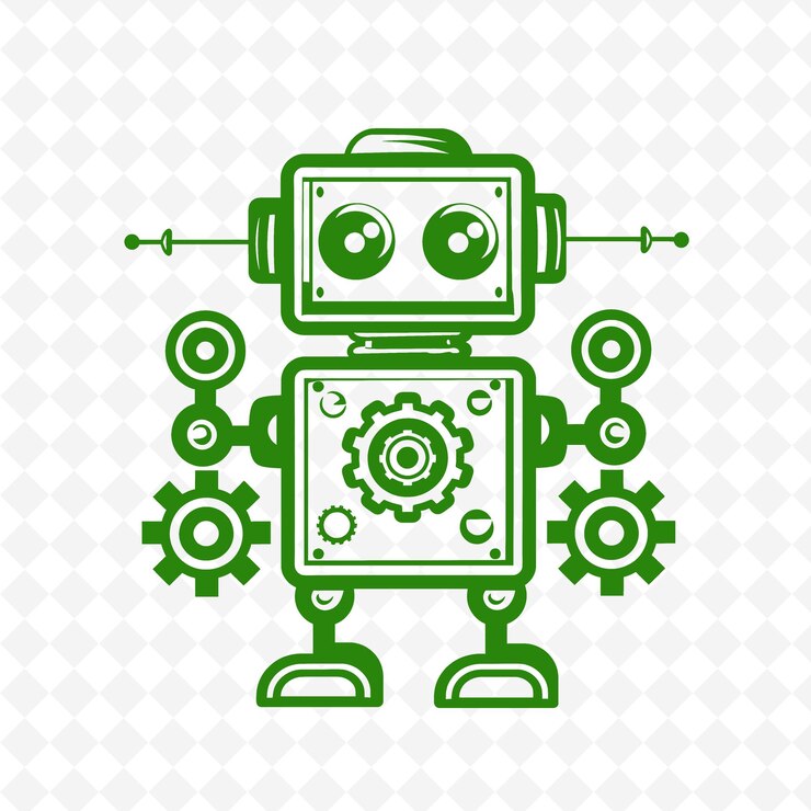 PSD a green robot with the words robot on the white background