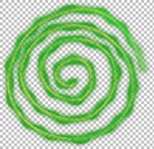 A green spiral design with a textured appearance possibly representing growth or nature