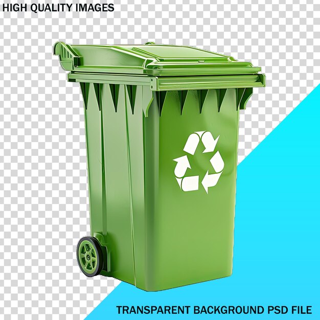 PSD Зеленый мусорный контейнер с перерабатываемым логотипом