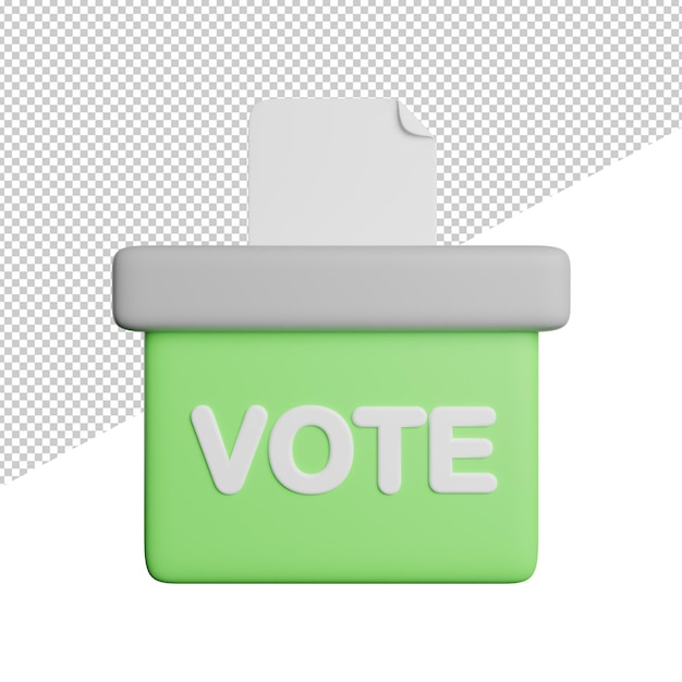 PSD 중간에 흰색 종이가 있는 녹색 투표 상자.