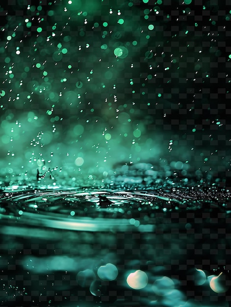 PSD Зеленая капля воды окружена водяными пузырьками