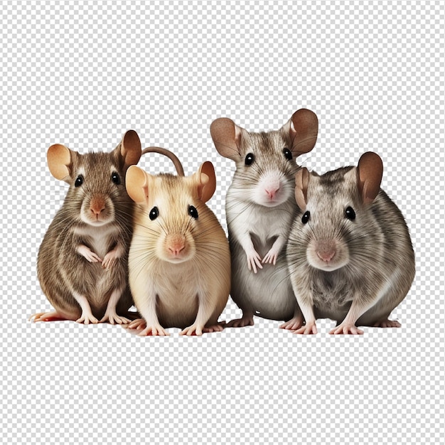 PSD 한 무리의 쥐들이 사진에 함께 앉아 있습니다.