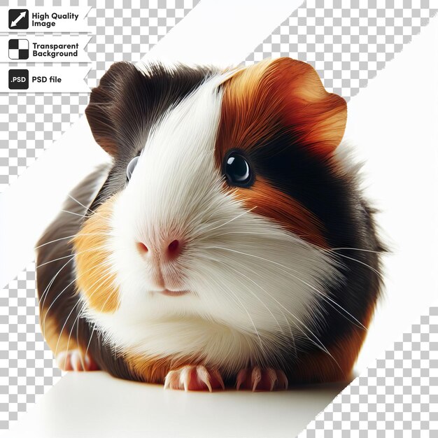 PSD a guinea pig with a brown face and a black nose