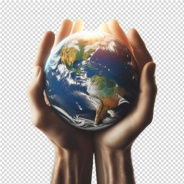 PSD a hand holding a globe with the word earth on it