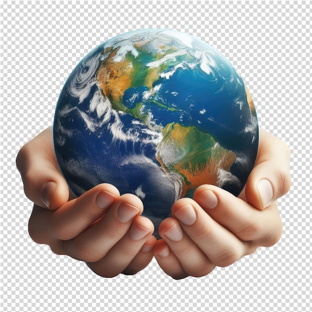 PSD a hand holding a globe with the word earth on it