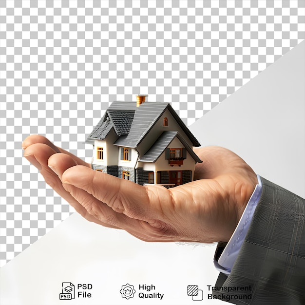 PSD a hand holds a house isolated on transparent background