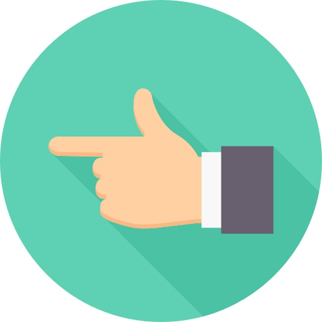 a hand pointing to the left with a green background