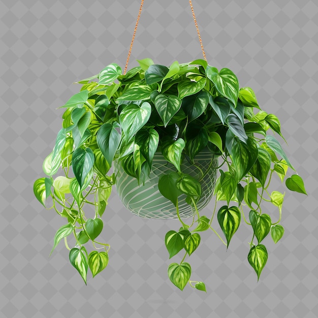 PSD Подвесное растение с зелеными листьями, висящим на цепи