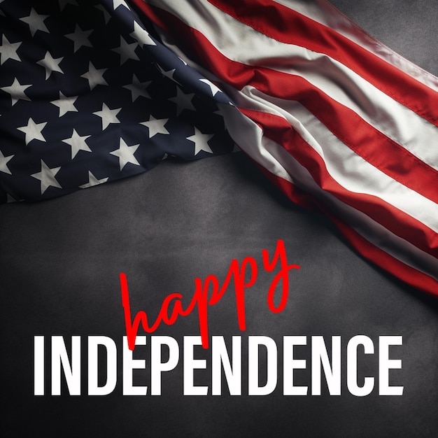 PSD 행복한 독립 기념일과 함께 미국 국기 문구가 있는 행복한 독립 포스트