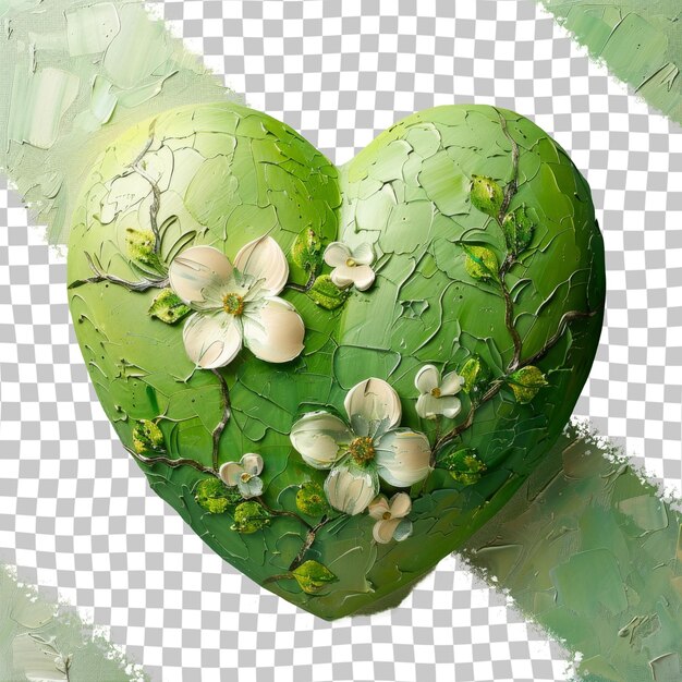 PSD a heart made of flowers and leaves is shown on a transparent background