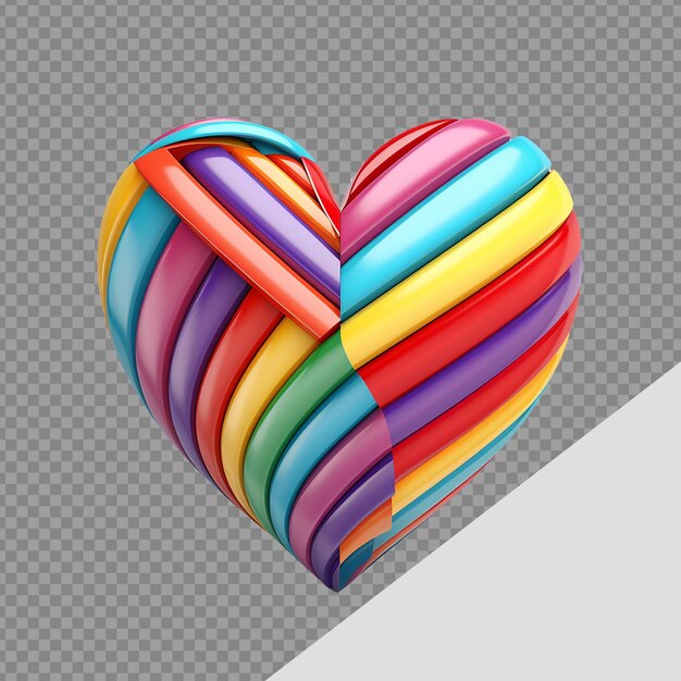 PSD Рельеф сердца с красочными полосами png изолирован на прозрачном фоне