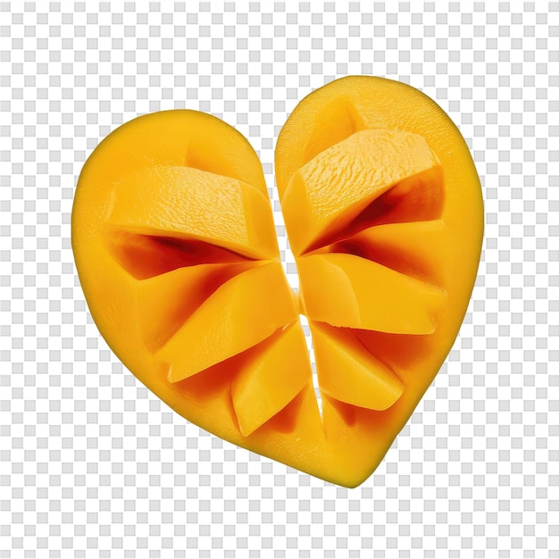 PSD На прозрачном фоне изображен оранжевый фрукт в форме сердца