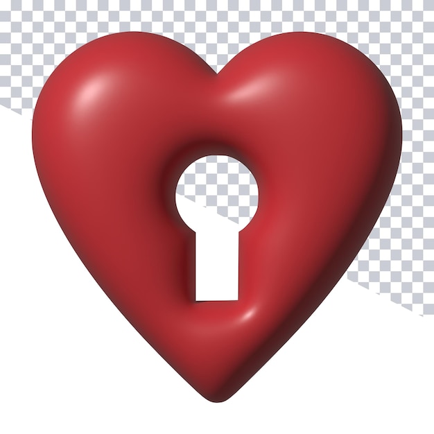 a heart with a key hole in it and a shadow on the right.
