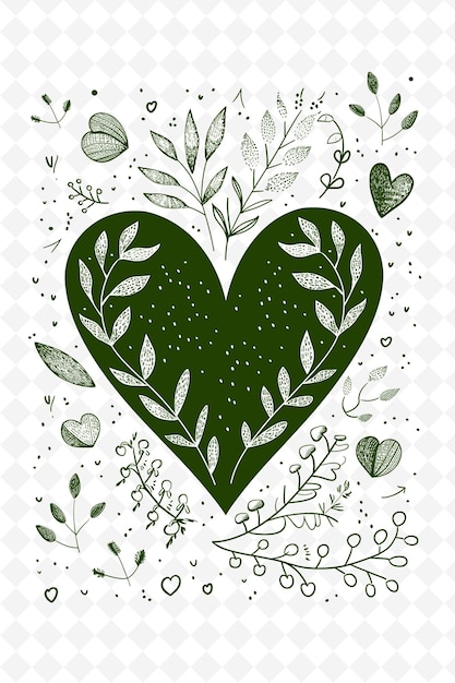 녹색으로 사랑이라는 단어가 새겨진 심장