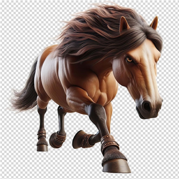 PSD Лошадь с гривой и хвостом изображена на прозрачном фоне