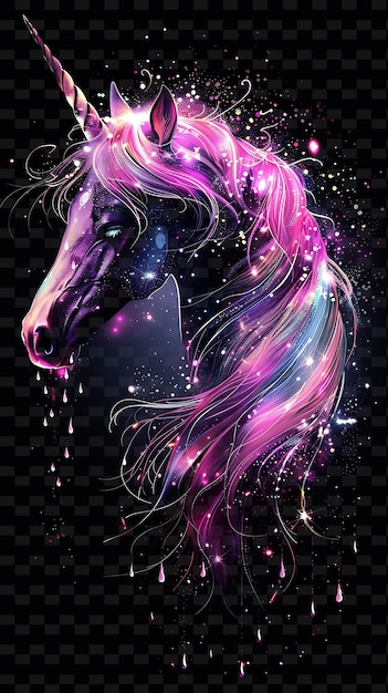 PSD a horse with purple hair and purple hair