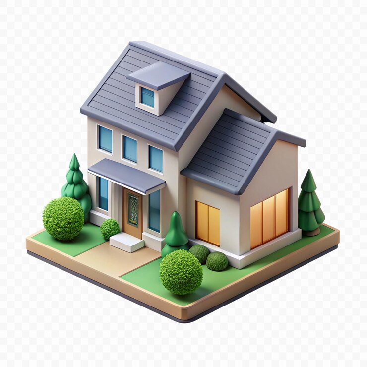 a house with a house on a white background