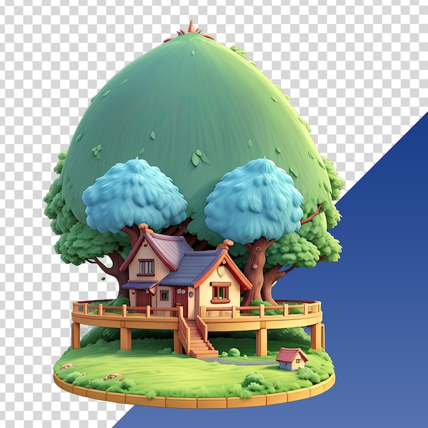 PSD a house with a tree on the top and a house on the bottom