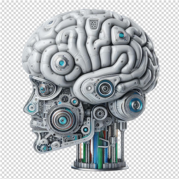 PSD a human head with a brain that has the word brain on it