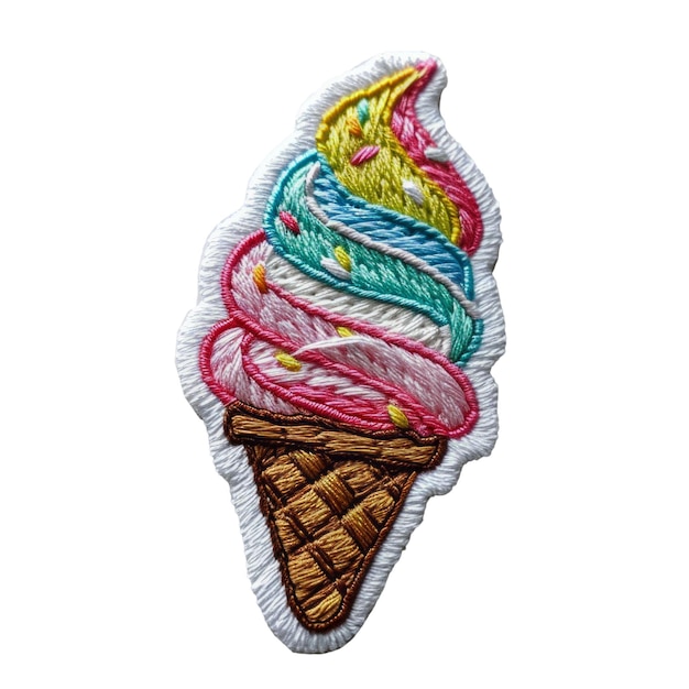 アイスクリームコーンにアイスクリームの文字が書かれています