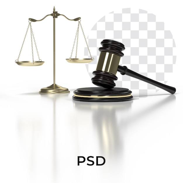 PSD 裁判官の小槌と、psd という文字が書かれた小槌。