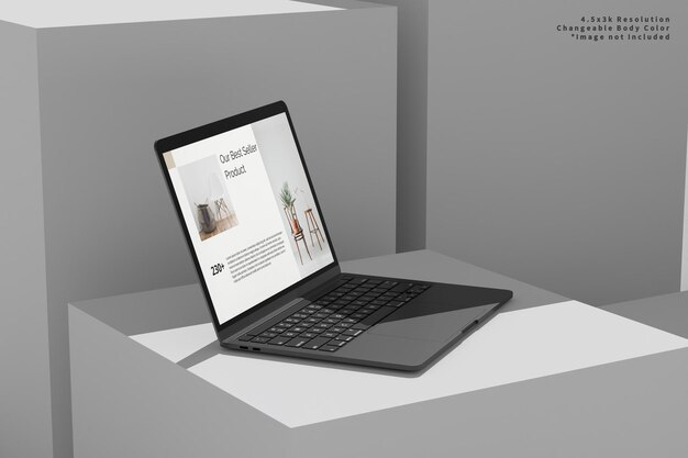 PSD Ноутбук с веб-сайтом на экране с надписью «microsoft office».