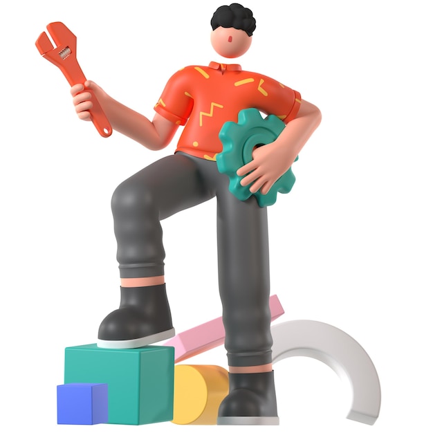 a lego man with a hammer and a toy in his hand