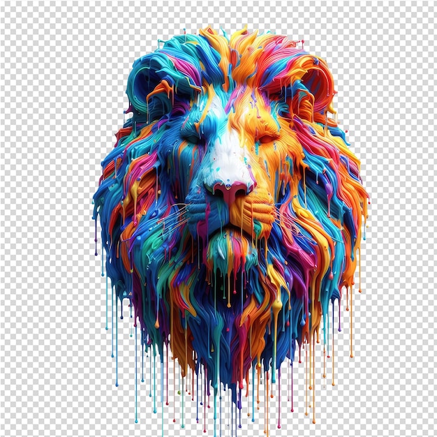 PSD その上に色とりどりのパターンを持つライオンの頭